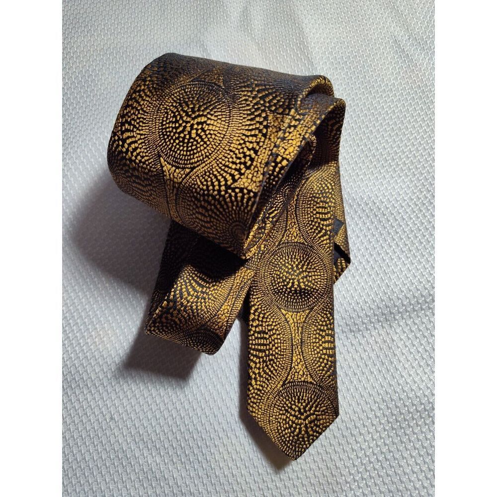 Murano Gold & Black 100% Silk Men's Neck Tie 801